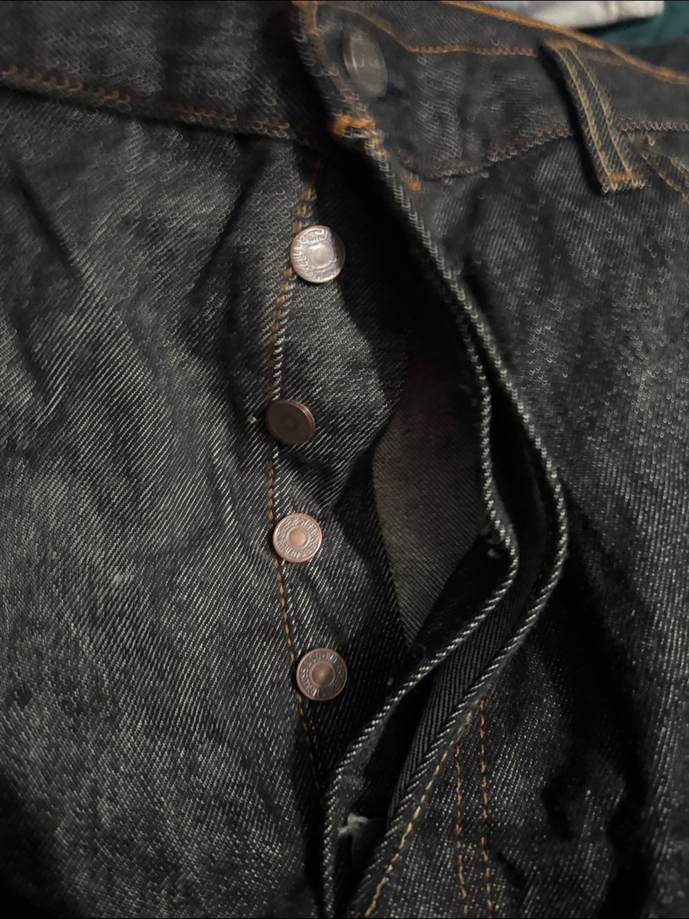 Levi's Men's 501 Indigo Straight Jeans in Dark Blue Denim - Picture 4 of 5